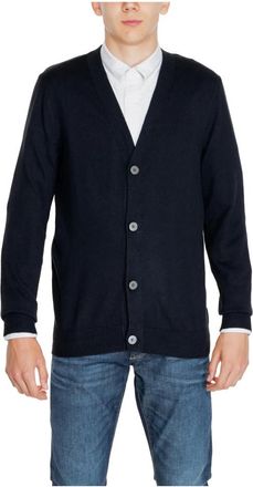 Jack & Jones Jack & Jones, Cardigans, male, Black, Size: M Knit Button Cardigan Autumn/Winter Collection