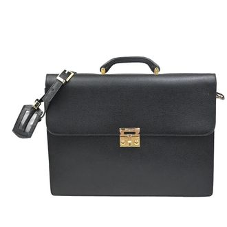 Ferragamo Revival Leather Black Leather Briefcase Bag (Pre-Owned)