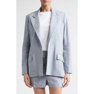 Eleventy Open Front Linen & Wool Jacket in 130 Sky Blue at Nordstrom, Size 00 Us