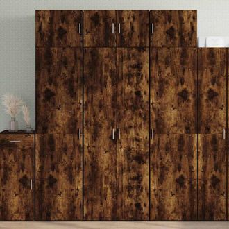 vidaXL Highboard Smoked Oak 70x42.5x185 cm Engineered Wood Vidaxl