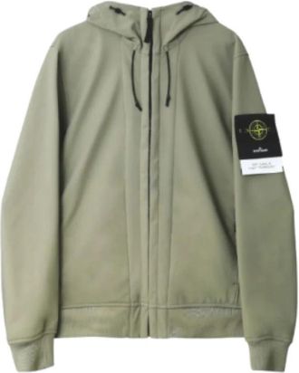 Stone Island Soft Shell-R Hooded Jacket - Heren - Vesten met rits - Groen - M - Hoodies & sweatvesten