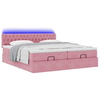 vidaXL Estructura De Cama Otomana Colchones Terciopelo Rosa 160x200cm Vidaxl