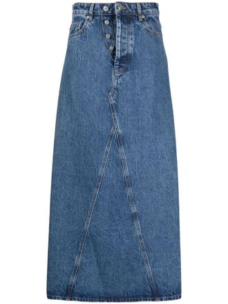 Ganni high-waisted denim maxi skirt - women - Organic Cotton - 34 - Blue