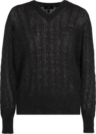 Etro Kabelgebreide kasjmier trui - Heren - Cashmere truien - Zwart - M - Kasjmier - Truien & Vesten