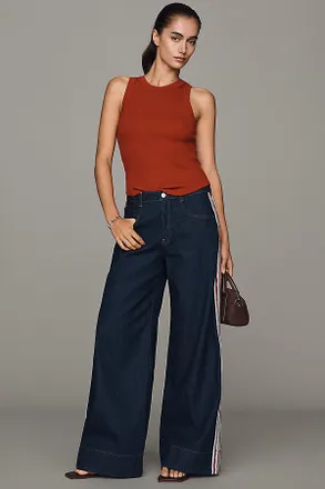 Pilcro Azura High-Rise Wide-Leg Track Stripe Jeans