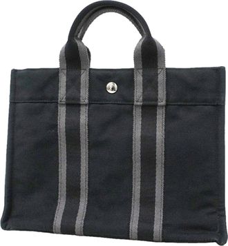Herm&egrave;s Black Canvas Tote Bag (Pre-Owned)