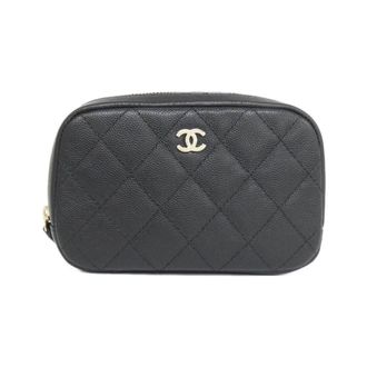 Chanel Black Grained Calfskin Pouch (Pre-Owned)