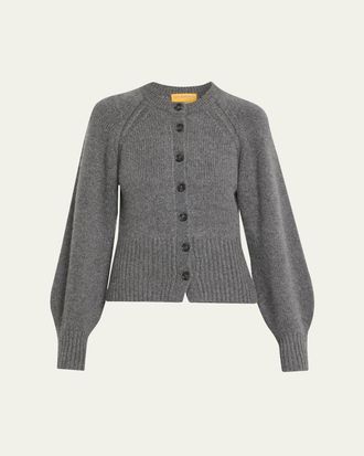 Guest In Residence Sculpted Crewneck Cashmere Cardigan