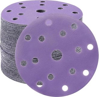OEM Discos Abrasivos De 150 Mm, Papel De Lija De Grano 320, 50 Piezas, 15 Agujeros, Discos De Lijado Para Lijadoras Orbitales Aleatorias (morado)