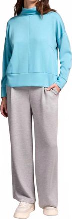 Tribal Techno Lux Drop Shoulder Funnel Neck Knit Top In Mistblue