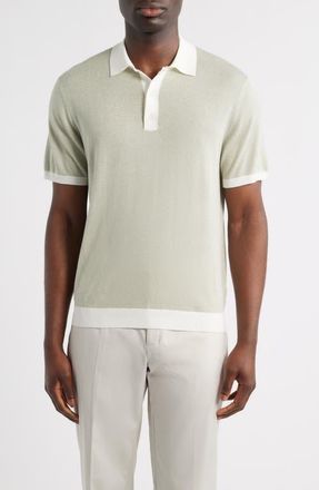 Robert Barakett Jorren Polo Sweater in Desert Green at Nordstrom, Size Xx-Large