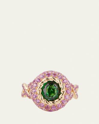 Mellerio 18K Yellow Gold Green Fields Ring with Tsavorite and Pink Sapphires