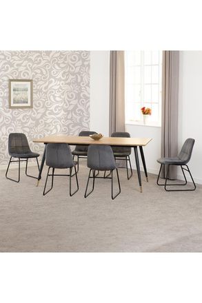 Seconique Hamilton Large Dining Set with Lukas Chairs in Grey