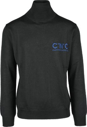Costume National Hoge hals wolmix pullover trui - Heren - Coltruien - Zwart - M - Wol - Truien & Vesten
