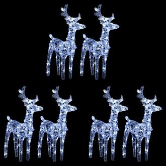 vidaXL Renos De Navidad 6 Unidades 240 Led Blanco Fr&iacute;o Acr&iacute;lico Vidaxl