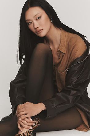 LEMON Sheer Faux Fur Lined Stirrup Tights