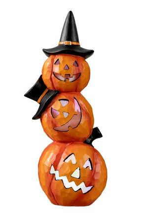 Glitzhome Halloween Lighted Stacked Resin Pumpkin Table Decor in Orange at Nordstrom, Size Medium