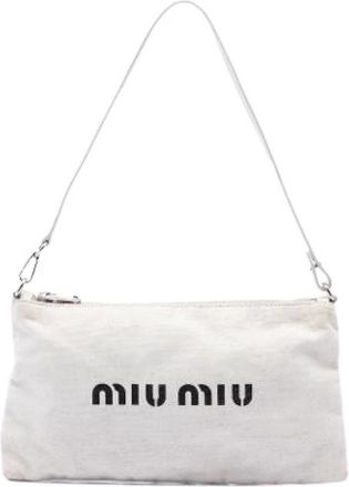 Miu Miu Pre-owned Canvas Shoulder Bag - Dames - Vintage Schoudertas - Wit - ONE Size - Leer - Vintage