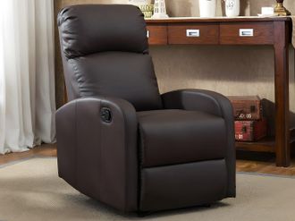 Vente-Unique Poltrona relax in similpelle Marrone - ISAO