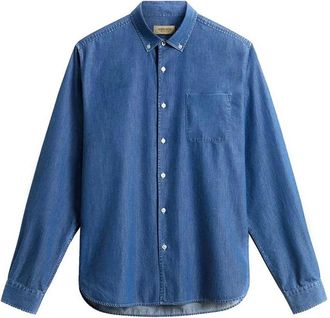 Woolrich Indigo Overhemd - Heren - Spijkeroverhemden - Blauw - S - Katoen - Overhemden