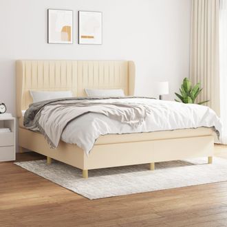 vidaXL Vidaxl - Cama Box Spring Con Colch&oacute;n Tela Color Crema 160x200 Cm