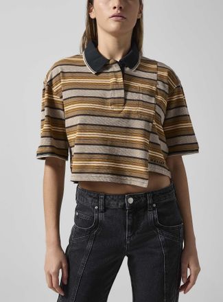 Isabel Marant Womens Isalyne striped asymmetrical Polo Shirt shirt