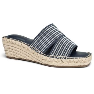 Me Too Cayman Sandals Navy Square Toe Wedge Heel Espadrille ZAP788