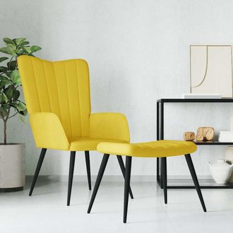 vidaXL Sill&oacute;n De Relax Con Taburete Terciopelo Amarillo Mostaza Vidaxl
