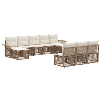 vidaXL Conjunto De Sof&aacute;s De Jard&iacute;n 10 Pcs Beige Rat&aacute;n Sint&eacute;tico Vidaxl