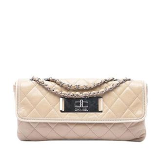 Chanel Pre-owned Vintage Quilted Flap Shoulder Bag - Dames - Pre-owned - Beige - Maat: ONE Size Leer