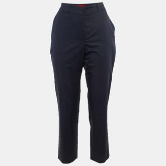 Carolina Herrera Navy Blue Cotton Trousers