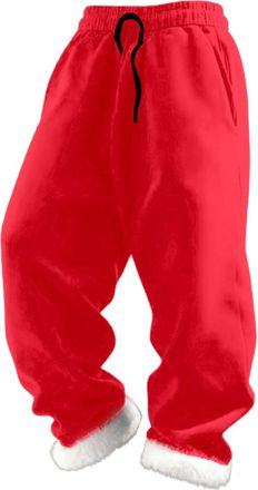 Generic Mens Christmas Fleece Lined Sweatpants Holiday Festive Winter Warm Pants Thermal Causal Tracksuit Bottoms Drawstring Loose fit Trousers Pants with Pok