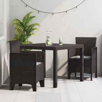 vidaXL Conjunto De Comedor De Jard&iacute;n 3 Pcs Marr&oacute;n Ratan Polt Vidaxl