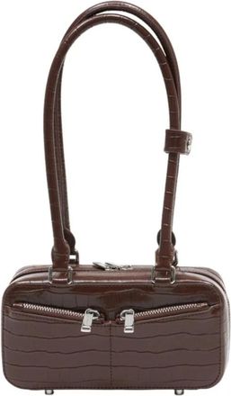 Self Portrait Croc Leather Mini Schoudertas - Dames - Schoudertassen - Bruin - ONE Size - Leer - Tassen
