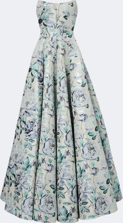 Markarian Laila floral brocade bustier gown