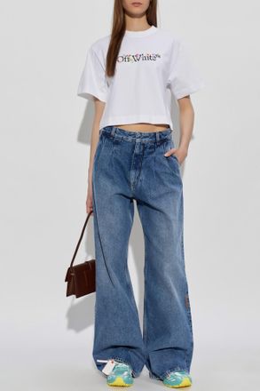 Off-white T-shirt With Logo, Womens, White