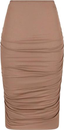 Dolce & Gabbana Midi-rok met gedrapeerd detail - Dames - Rokken - Bruin - Maat: XS Zijde