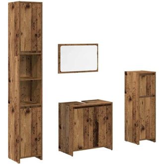 vidaXL Juego De Muebles De Ba&ntilde;o 4 Piezas Madera Ingenier&iacute;a Envejecida Vidaxl
