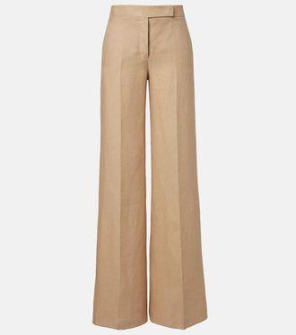 Max Mara Big pleated linen wide-leg pants