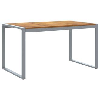 Berkfield Home Outdoor Dining Table Grey 140x80x75 cm Steel&Solid Wood Acacia | Size: 140 x 80 x 75 cm