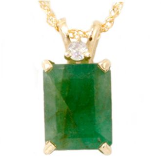 Pompeii3 1CT Lab Green Emerald & Diamond Solitaire Pendant Yellow Gold