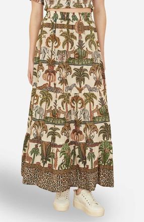 Yumi Cotton Voile Safari Midi Skirt in Multi at Nordstrom, Size 12