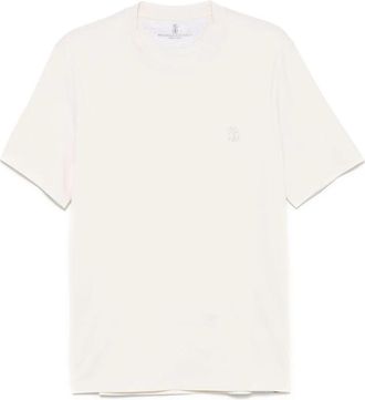 Brunello Cucinelli T-shirt met logo-print - Heren - T-shirts - Wit - 2XL - Tops