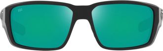 Costa Mens Fantail Polarized Rectangular Sunglasses 580G In Matte Black Green Mirror