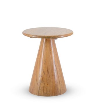 Moycor Mesa auxiliar pata c&oacute;nica madera beige d. 45 cm