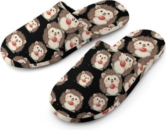 Generic Cute Hedgehog Mens Cotton Slippers Memory Foam Comfort House Shoes Winter Indoor Slipper for Hotel Casa Spa