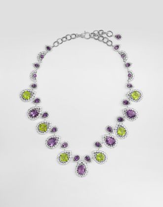 Dolce & Gabbana Eleganza Necklace 18-carat White Gold, Amethysts, Peridots, And Sapphires - Woman Necklaces White Onesize