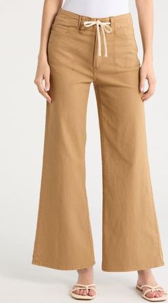 Paige Ari Drawstring High Waist Wide Leg Pants in Vintage Sunflower at Nordstrom, Size 24