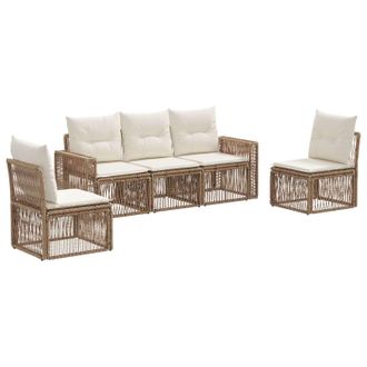 vidaXL Conjunto De Sof&aacute;s De Jard&iacute;n 5 Pcs Beige Y Blanco Crema Vidaxl