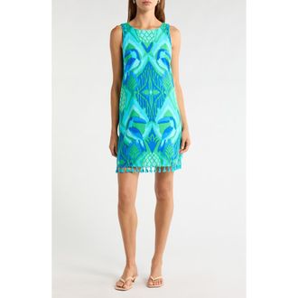 Sugarlips Blissy Tropical Winda Trapeze Dress in Kelly Blue Multi at Nordstrom, Size X-Small